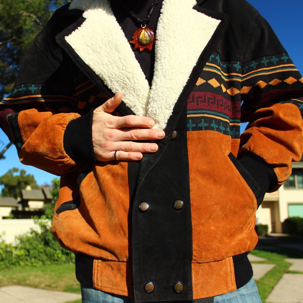 SOLD Vintage Tuscany Aztec Leather Print Jacket